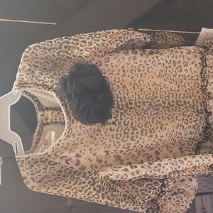 Leopard Print-Long Sleeve Dress